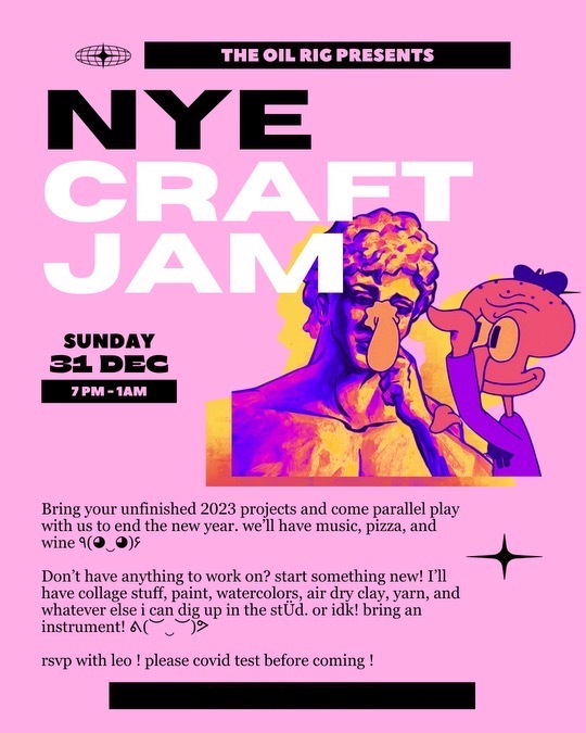 a poster for a new years eve craftjam